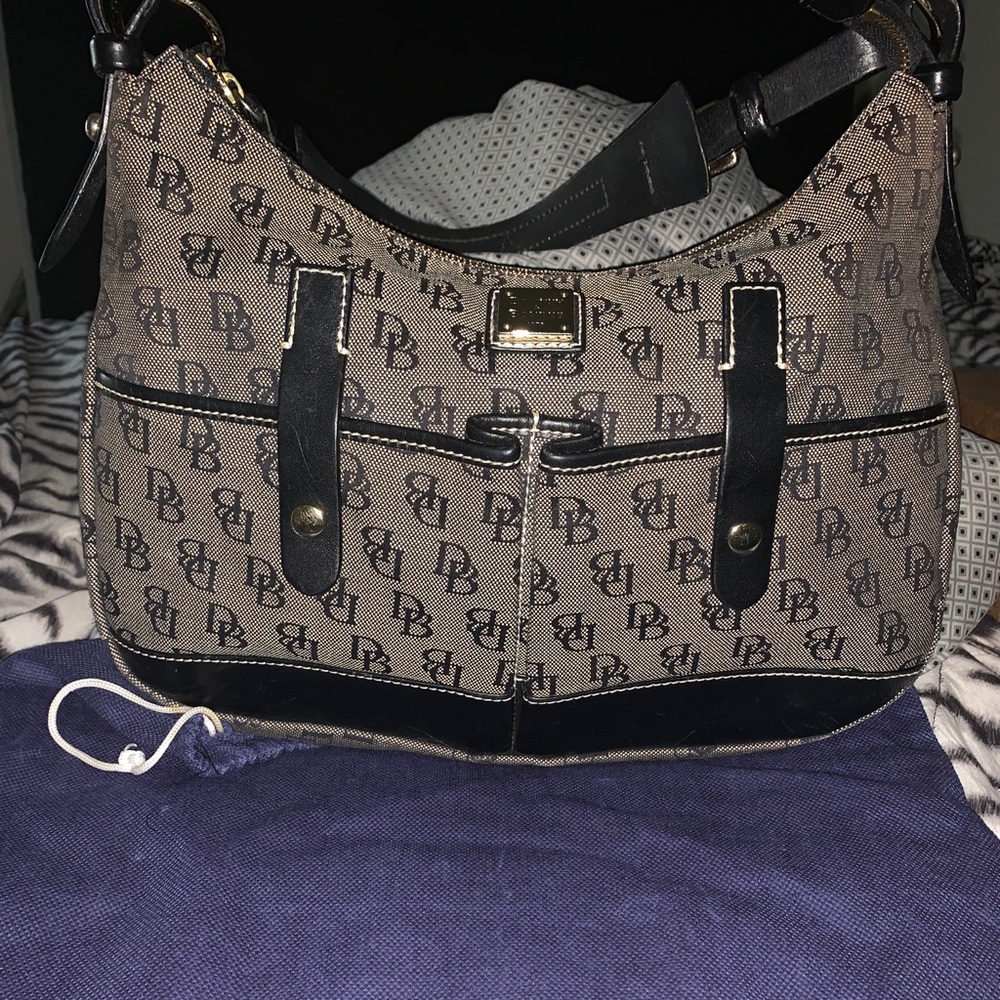 Gray an black Dooney and Bourke hobo shoulder bag